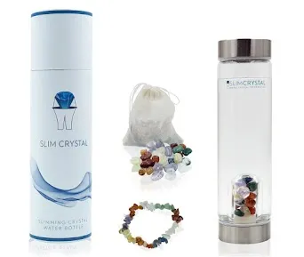 SlimCrystal water bottle with 9 natural crystals for healthy weight loss